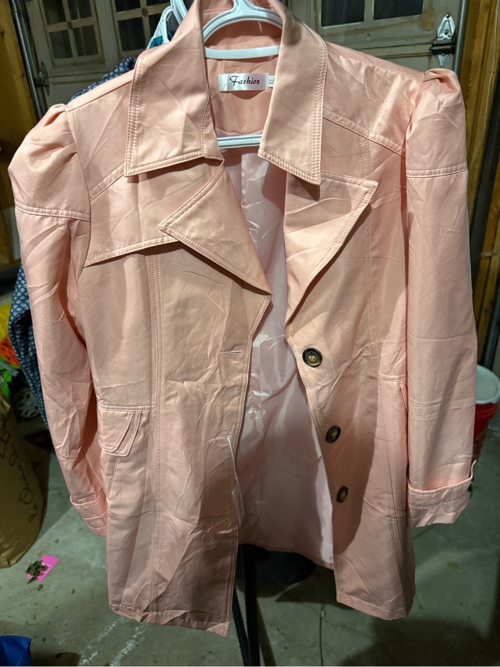 Light Pink Trench Coat by — Women's Tailored Single-Breasted Coat